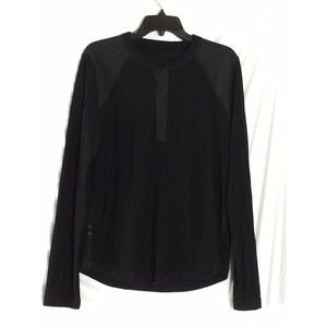 Lululemon Men’s Pullover Shirt Long Sleeve Solid Black Fabric Block Preowned SZM